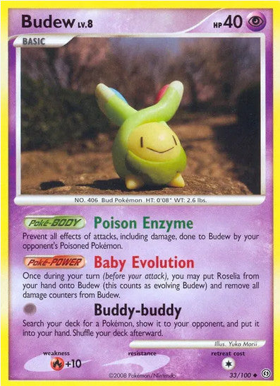 Budew - 33/100 (SF) Uncommon - Light Play Reverse Holo