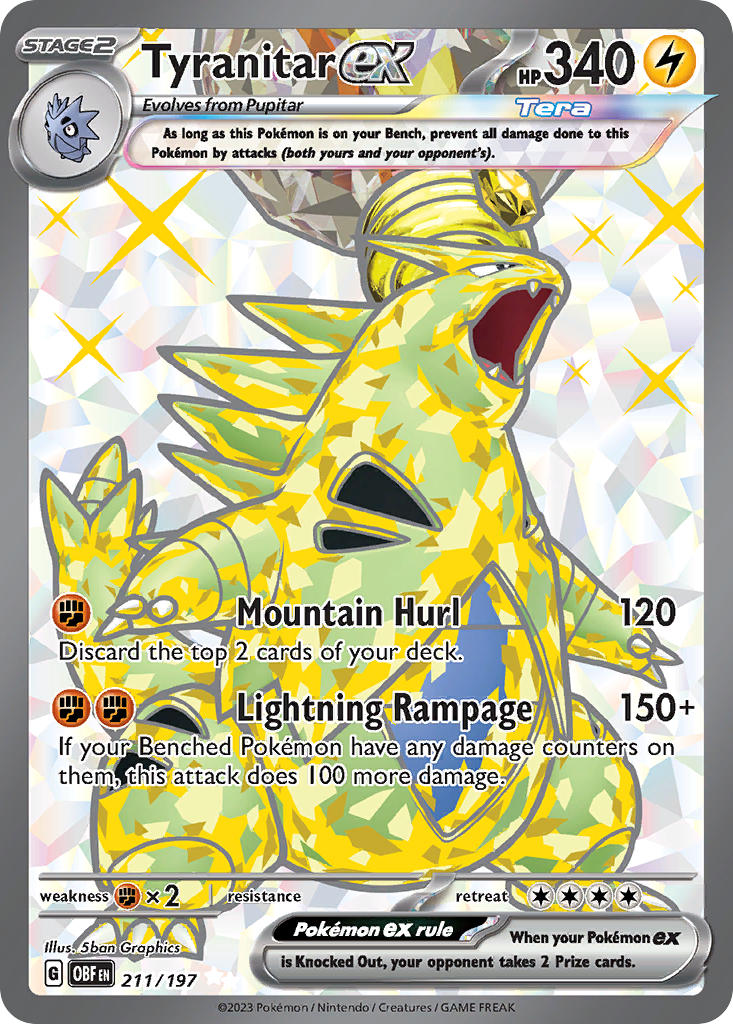 Tyranitar ex - 211/197 (OBF) Ultra Rare - Near Mint Holofoil