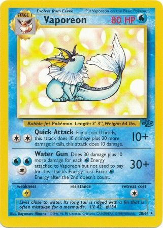 Vaporeon - 28/64 (JU) Rare - Near Mint Unlimited