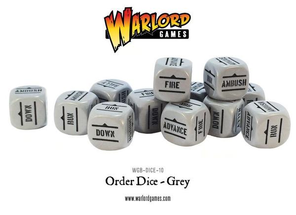 Bolt Action Orders Dice - Grey (12)