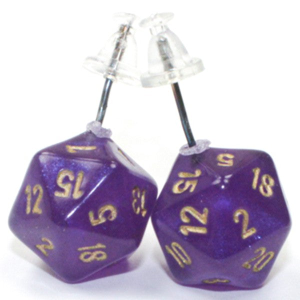 CHX54512: Stud Earrings - Borealis: Mini d20 Royal Purple (Pair)