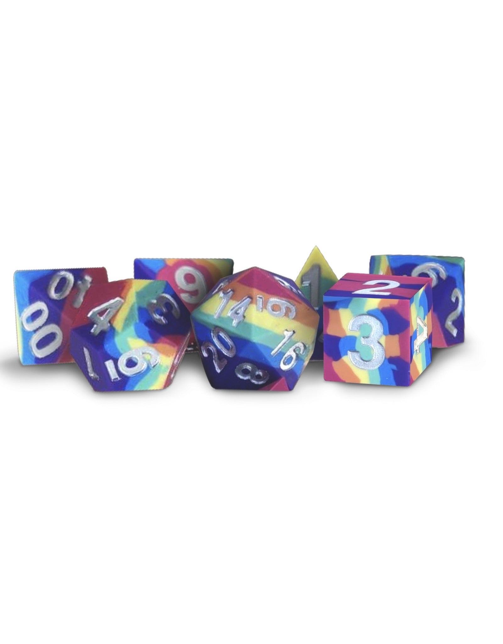 MDG: Sharp Edge Silicone Rubber Dice - Rainbow Poly (7)