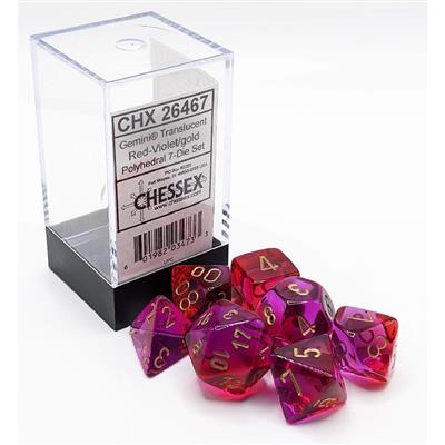 CHX26467: Gemini - Poly Set Translucent Red-Violet w/gold (7)