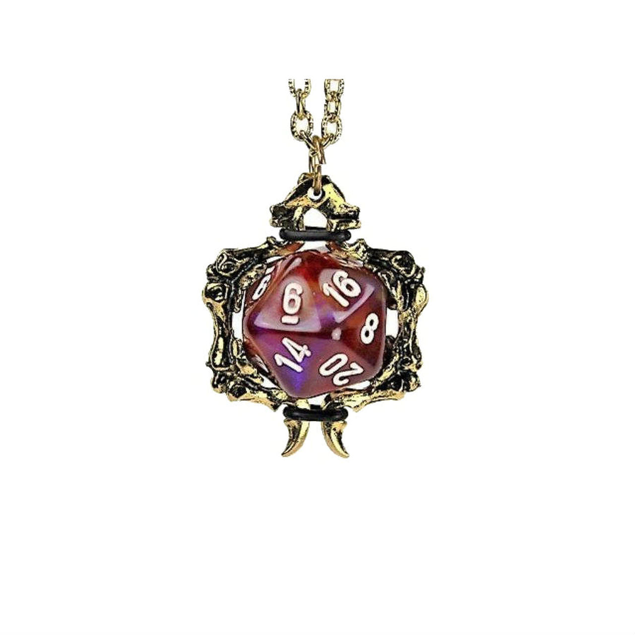 CHX53213: Dice Pendant - Gold: d20 - Bones