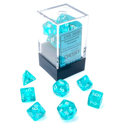 CHX20385: Translucent - Mini Poly Set Teal w/white (7)