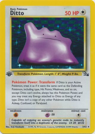 Ditto - 03/62 (FO) Holo Rare - Near Mint 1st Edition Holofoil