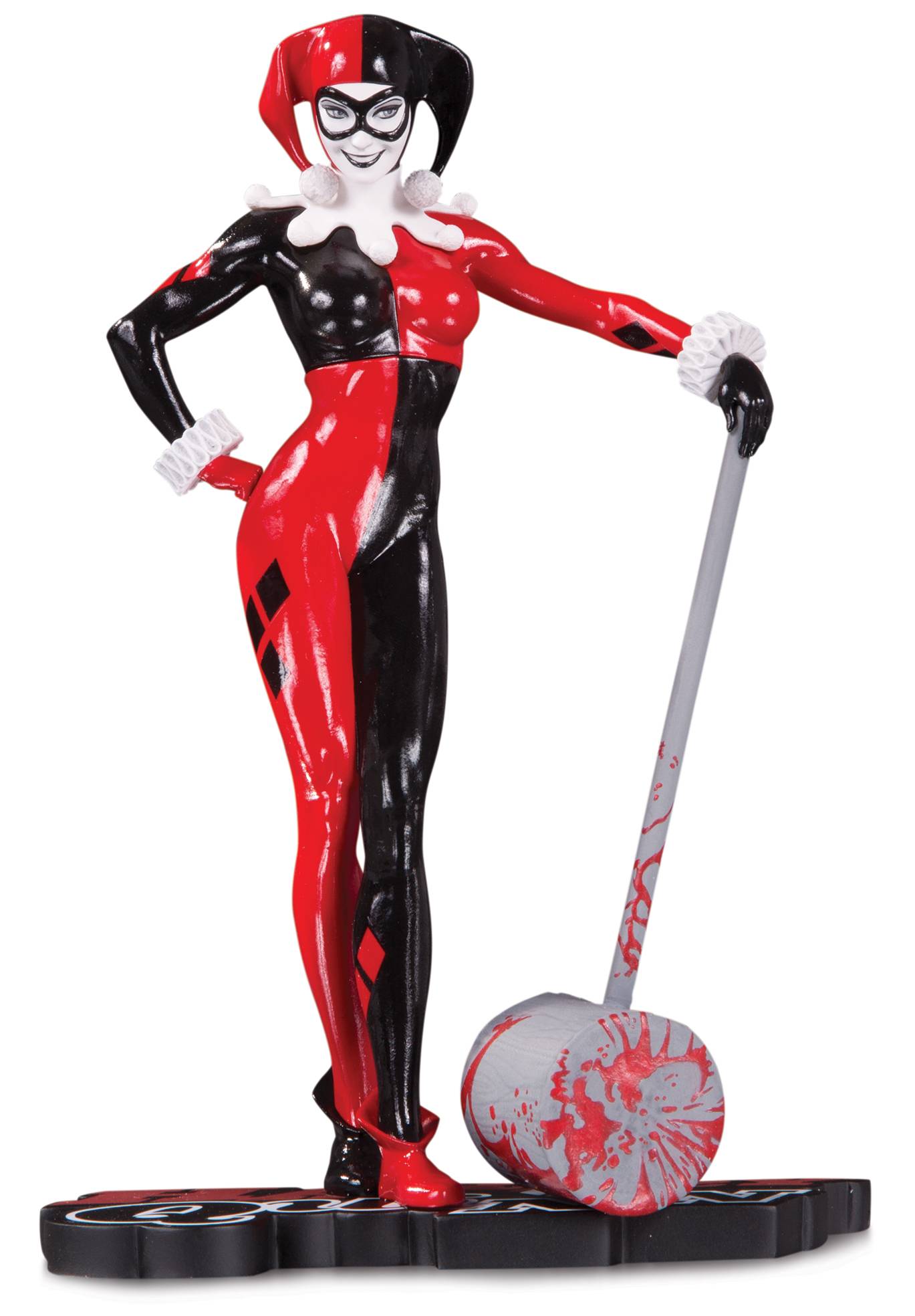 HARLEY QUINN RED WHITE AND BLACK STATUE BY ADAM HUGHES