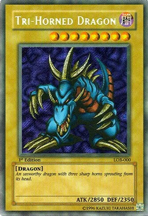 Tri-Horned Dragon (LOB-000) Secret Rare Light Play