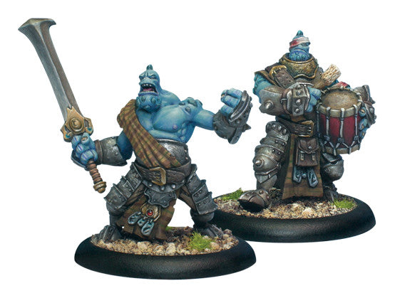 Hordes: Trollbloods - Trollkin Fennblade Officer & Drummer, Unit Attachment (2 Metal)