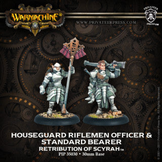 Warmachine: Retribution - Houseguard Riflemen Officer & Standard, Unit Attachment (2 Metal)