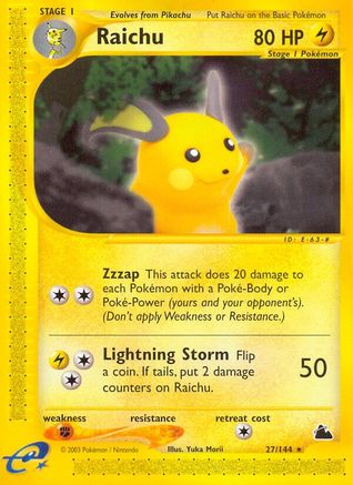 Raichu - 27/144 (SK) Rare - Moderate Play Reverse Holofoil