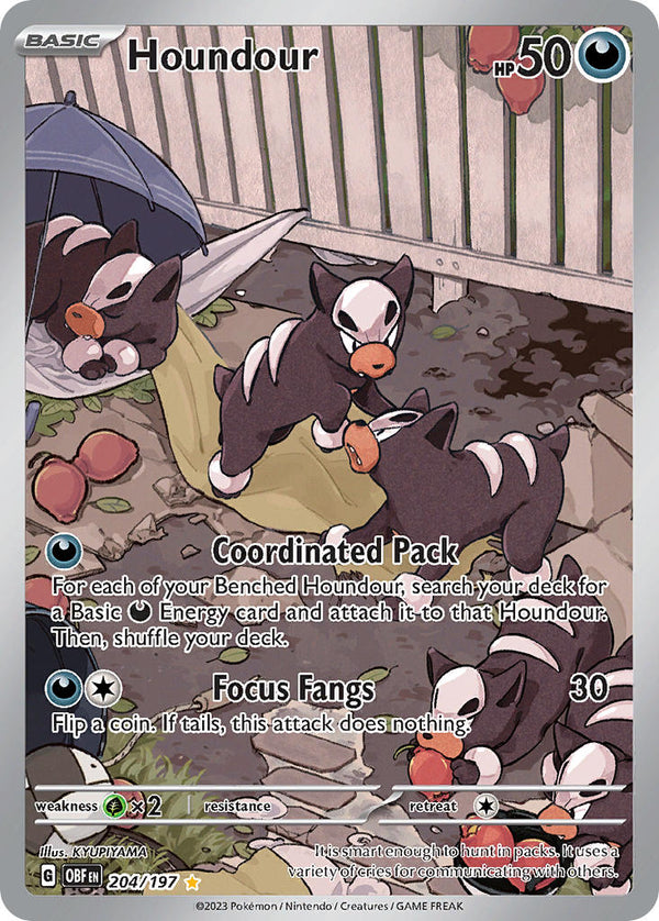 Houndour - 204/197 (OBF) Illustration Rare - Near Mint Holofoil