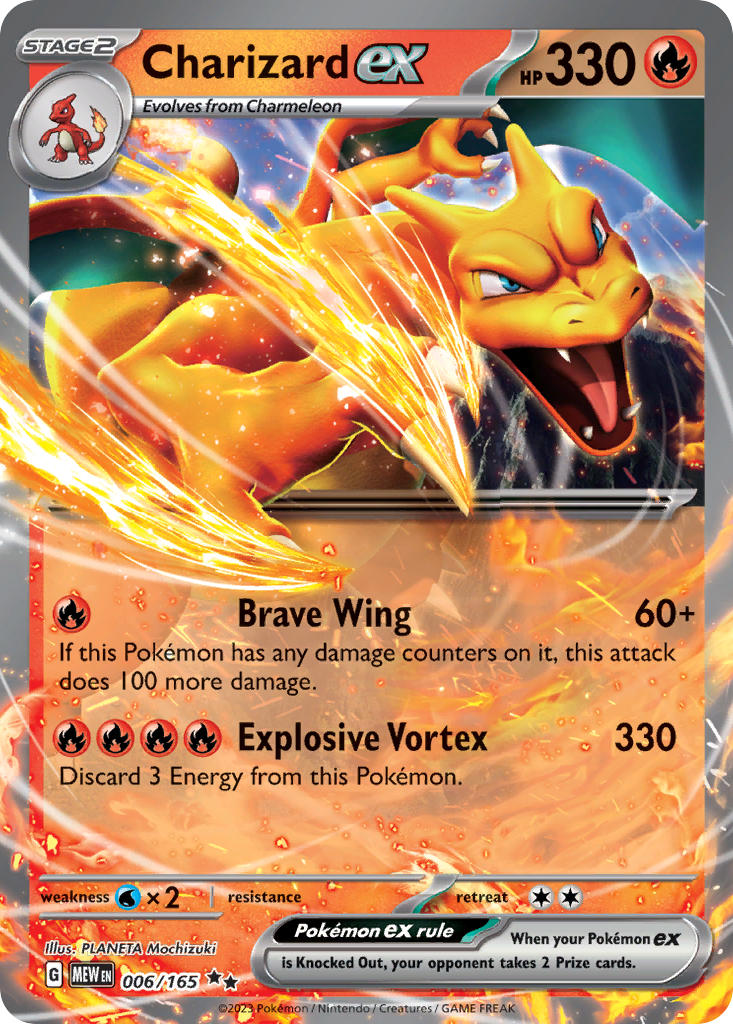 Charizard ex - 006/165 (MEW) Double Rare - Near Mint Holofoil