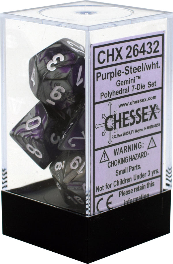 CHX26432: Gemini - Poly Set Purple-Steel w/white (7)