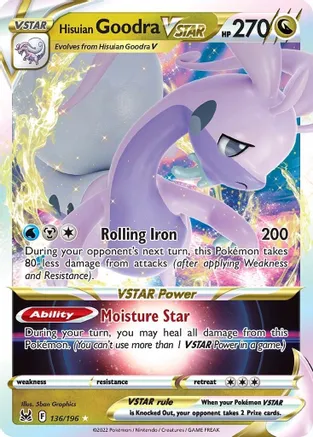 Hisuian Goodra VSTAR - 136/196 (SWSH11) Ultra Rare - Near Mint Holofoil