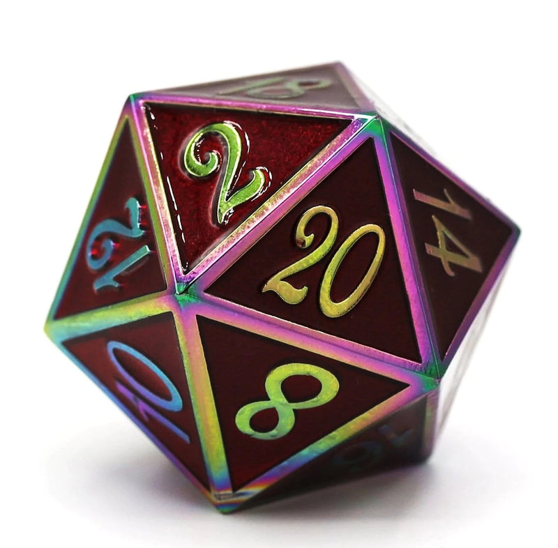 D20 Burnt Opal with Ruby - 35mm Extra Large