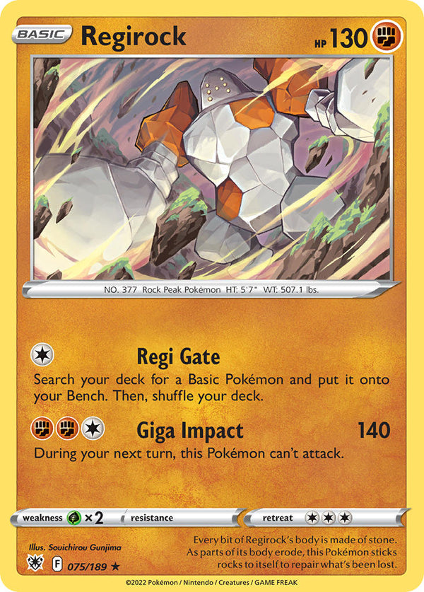 Regirock - 075/189 (SWSH10) Rare - Near Mint