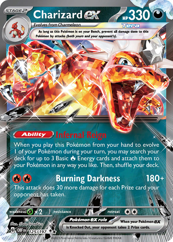 Charizard ex - 125/197 (OBF) Double Rare - Near Mint Holofoil