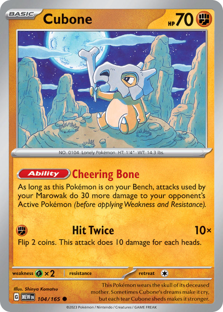 Cubone - 104/165 (MEW) Common - Near Mint