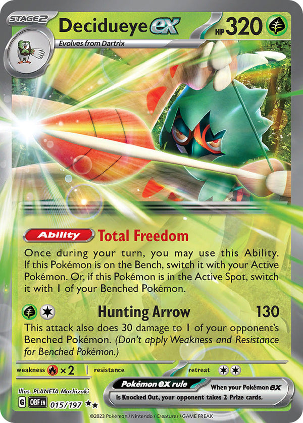 Decidueye ex - 015/197 (OBF) Double Rare - Near Mint Holofoil