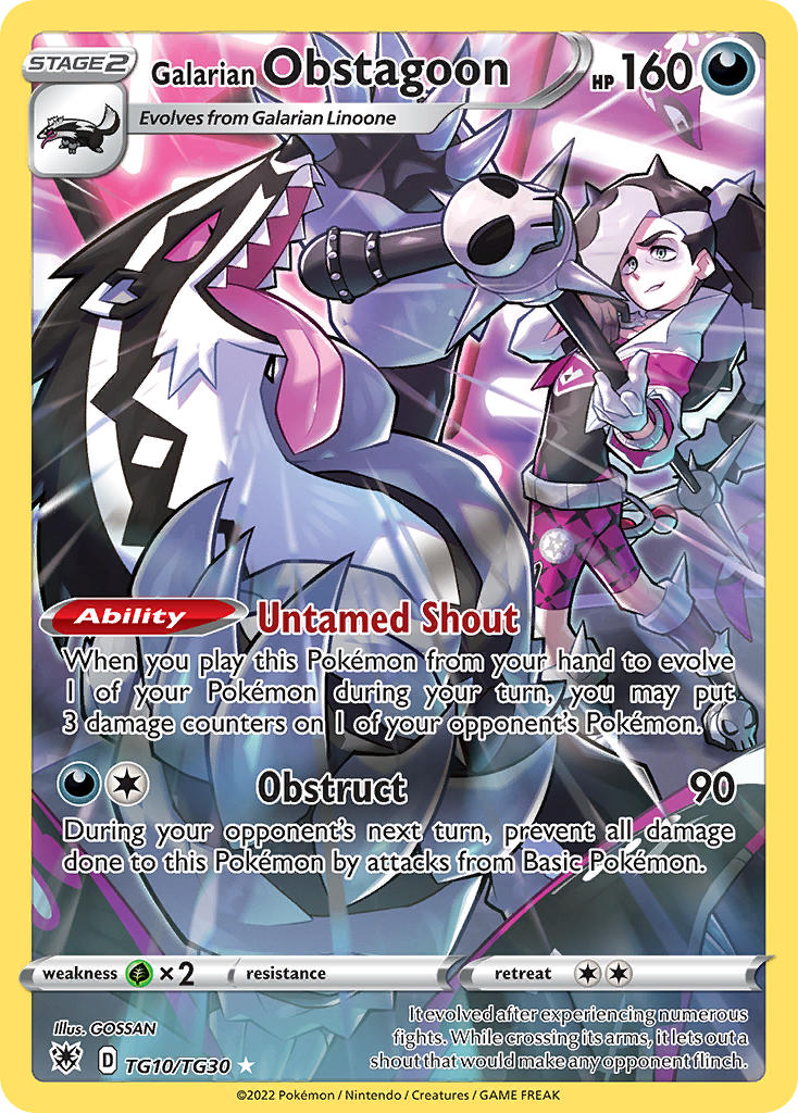 Galarian Obstagoon - TG10/TG30 (SWSH10:TG) Ultra Rare - Near Mint Holofoil