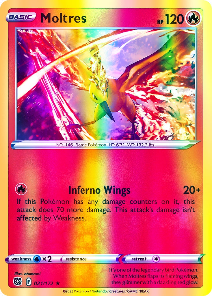 Moltres - 021/172 (SWSH09) Holo Rare - Near Mint Reverse Holofoil