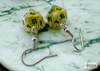 CHX54203: Hook Earrings - Marble: Mini d20 Green (Pair)