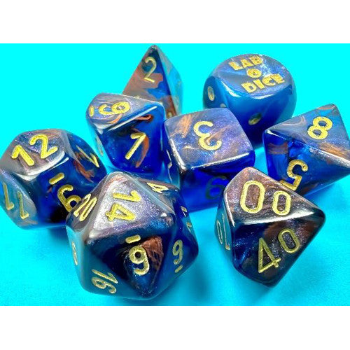 CHX30055: Lustrous - Poly Set Azurite w/gold (7) (Lab Dice 6)