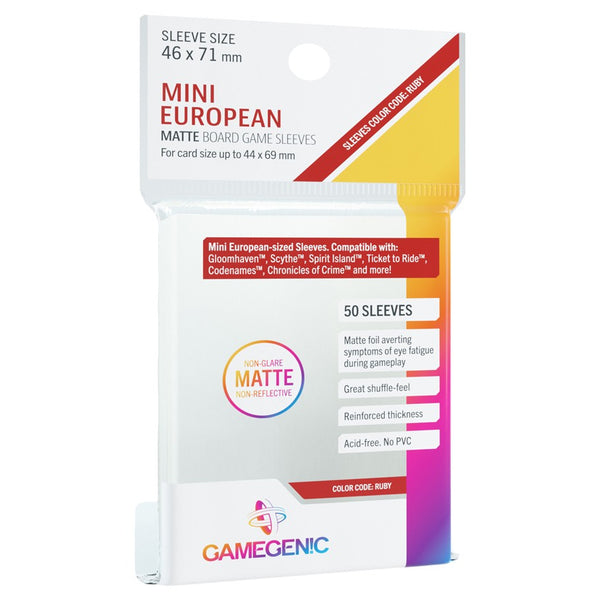 GameGenic: Matte Board Game Sleeves - Mini European (Ruby 50ct)