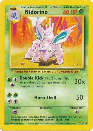 Nidorino - 037/102 (BS) Uncommon - Near Mint