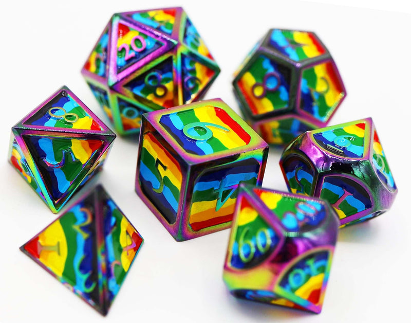 Rainbow Pride Flag RPG Metal Dice Set