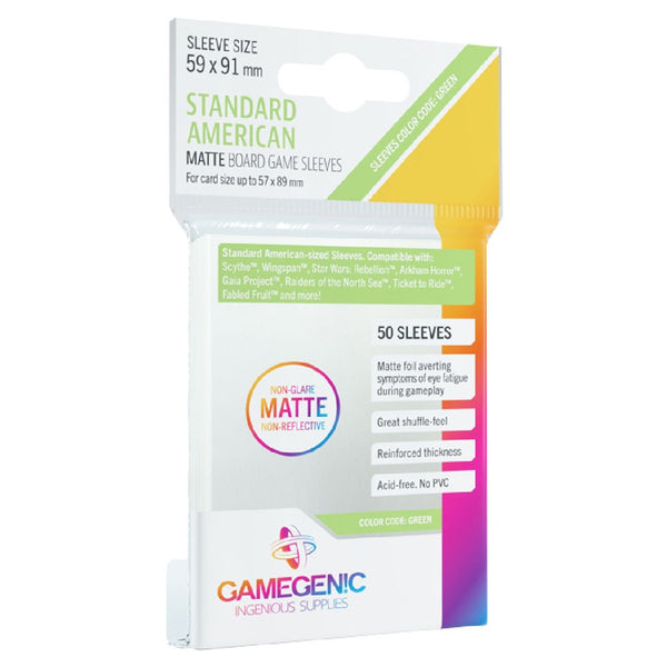 GameGenic: Matte Board Game Sleeves - Standard American (Green 50ct)