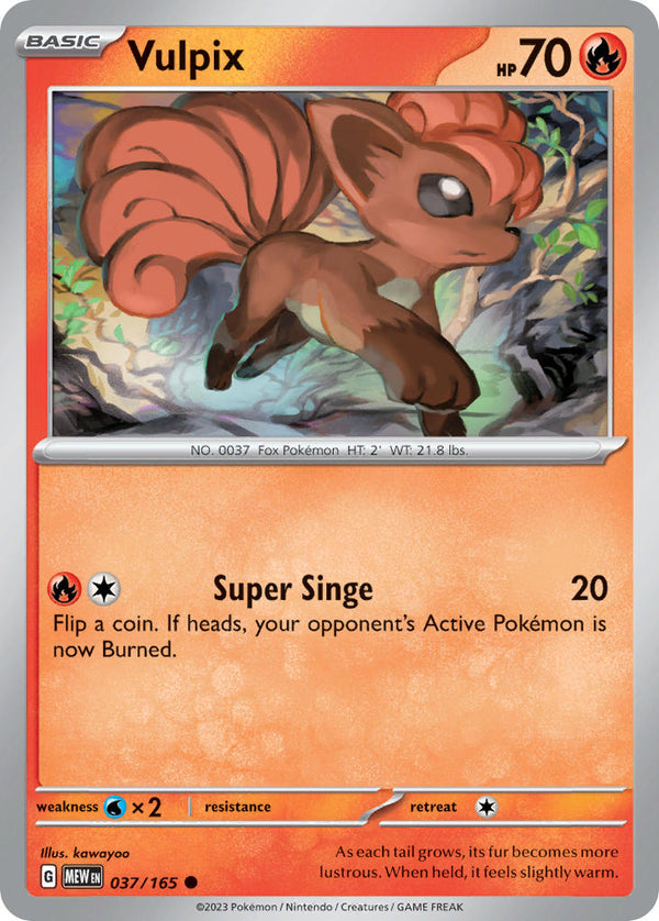 Vulpix - 037/165 (MEW) Common - Near Mint