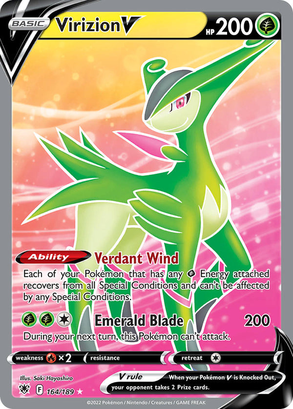 Virizion V (Full Art) - 164/189 (SWSH10) Ultra Rare - Near Mint Holofoil