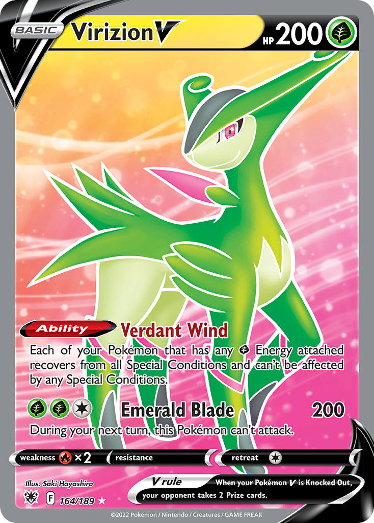 Virizion V (Full Art) - 164/189 (SWSH10) Ultra Rare - Near Mint Holofoil