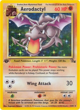 Aerodactyl - 01/62 (FO) Holo Rare - Near Mint Unlimited Holofoil