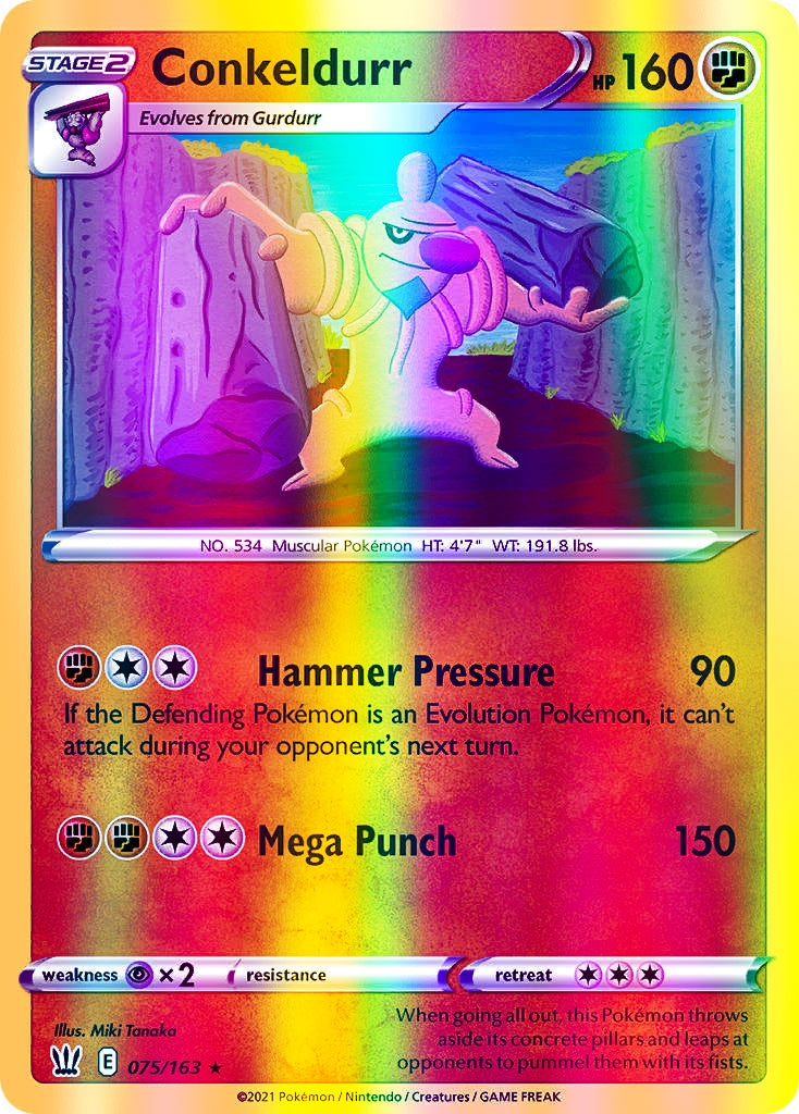 Conkeldurr - 075/163 (SWSH05) Rare - Near Mint Reverse Holofoil