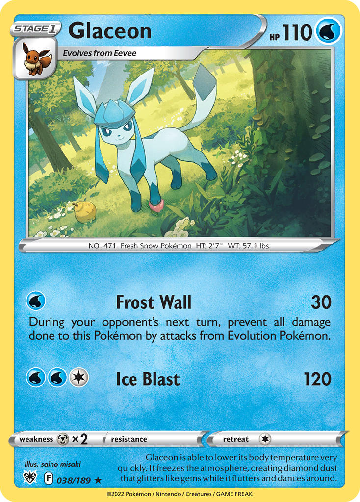 Glaceon - 038/189 (SWSH10) Rare - Near Mint