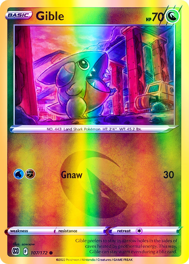 Gible - 107/172 (SWSH09) Common - Near Mint Reverse Holofoil