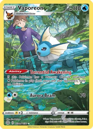 Vaporeon - TG02/TG30 (SWSH09:TG) Ultra Rare - Near Mint Holofoil