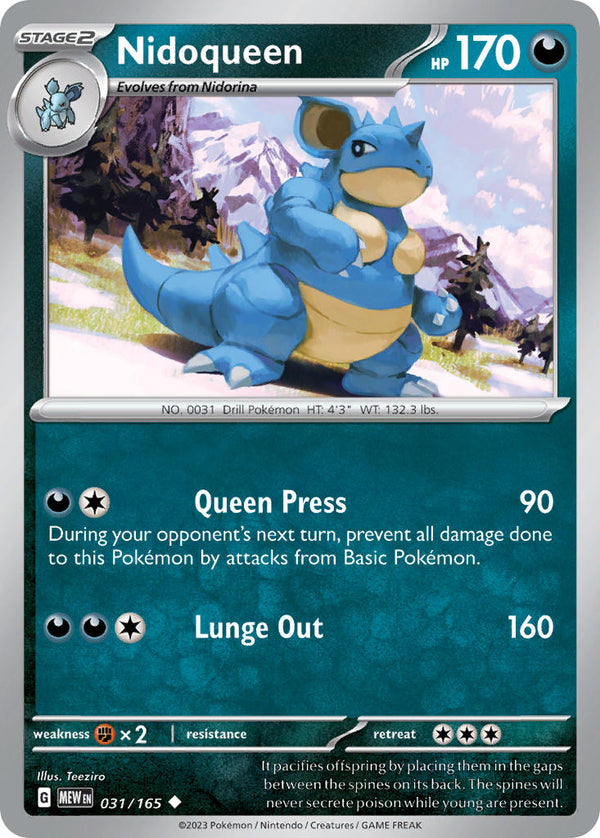 Nidoqueen - 031/165 (MEW) Uncommon - Near Mint