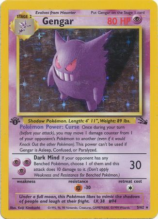 Gengar - 05/62 (FO) Holo Rare - Near Mint 1st Edition Holofoil