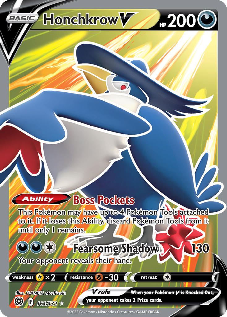 Honchkrow V (Full Art) - 161/172 (SWSH09) Ultra Rare - Near Mint Holofoil