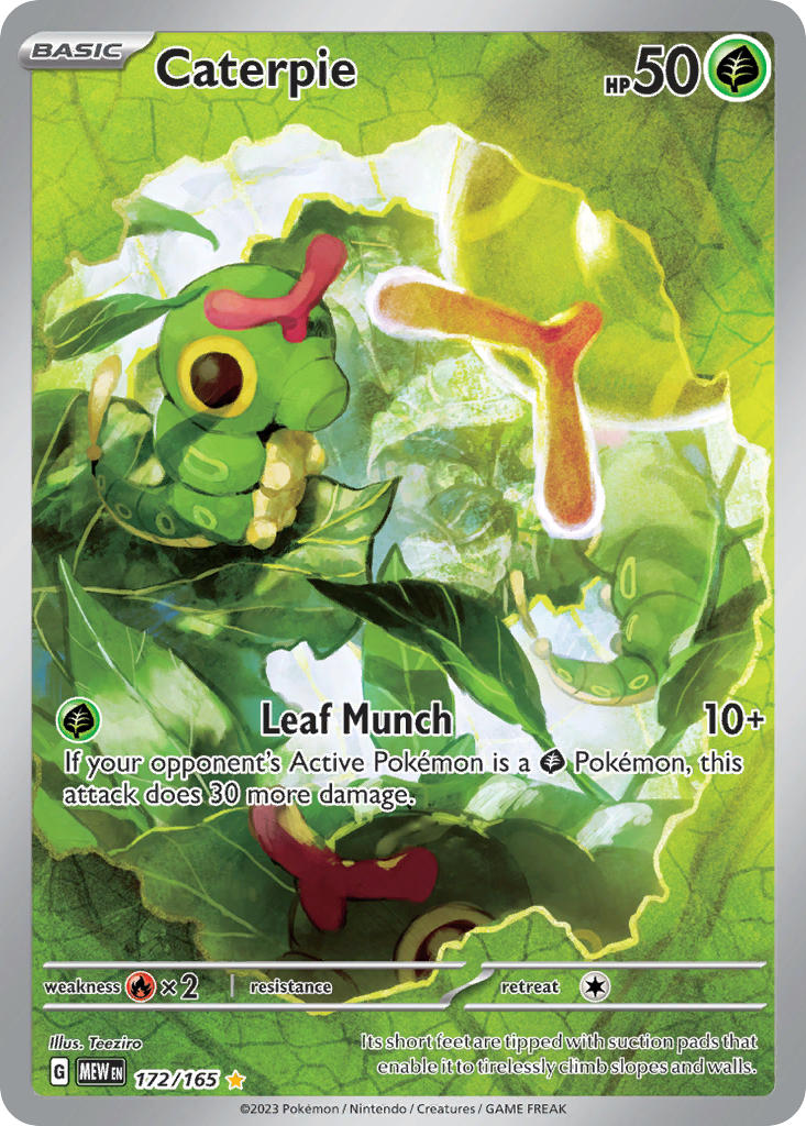 Caterpie - 172/165 (MEW) Illustration Rare - Near Mint Holofoil