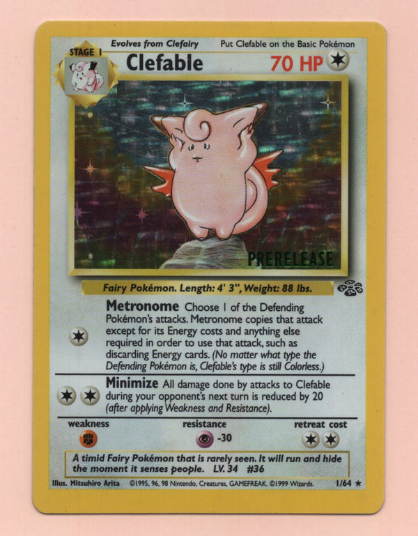 Clefable - 01/64 (JU) Holo Rare - Moderately Played (PRERELEASE STAMPED)