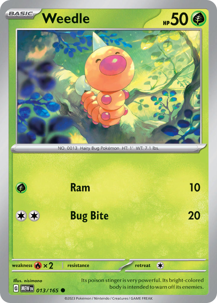 Weedle - 013/165 (MEW) Common - Near Mint