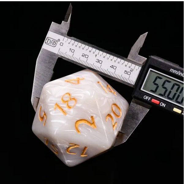 HDH-25: 55mm Titan d20 - Pearl White w/Gold