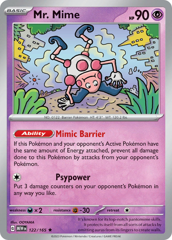 Mr. Mime - 122/165 (MEW) Rare - Near Mint Holofoil