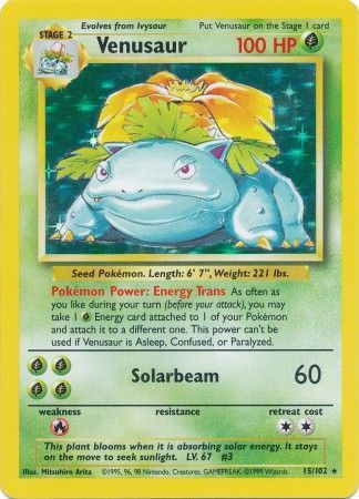 Venusaur - 015/102 (BS) Holo Rare - Near Mint Holofoil