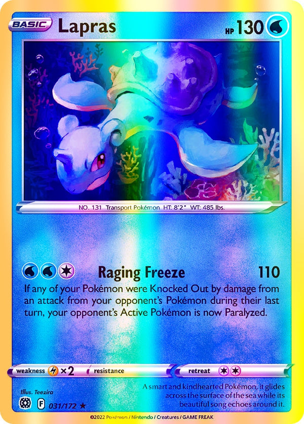 Lapras - 031/172 (SWSH09) Rare - Near Mint Reverse Holofoil